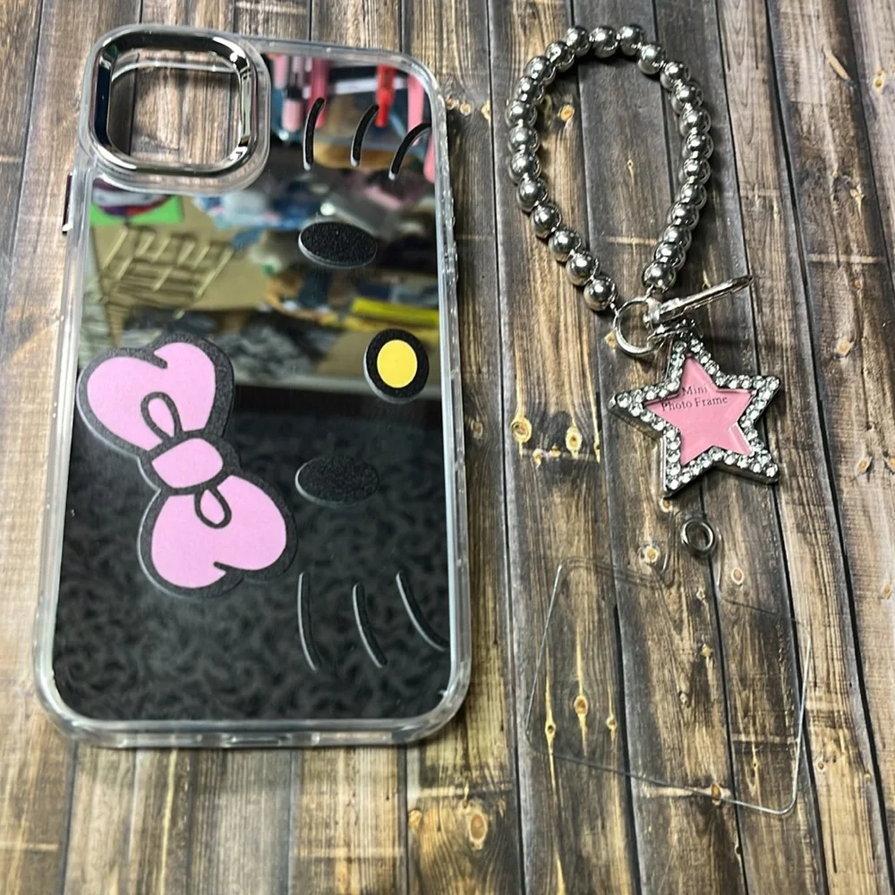Mirror Hello Kitty iPhone 11 And iPhone XR Cute Phone Case With Keychain